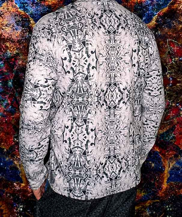 Musical Mandalas Long-Sleeve Henley Shirt