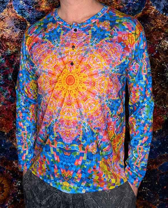 Travelling Waves Long-Sleeve Henley Shirt