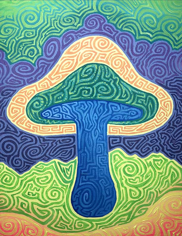 Mycelium Mushroom Vibrations Original Painting