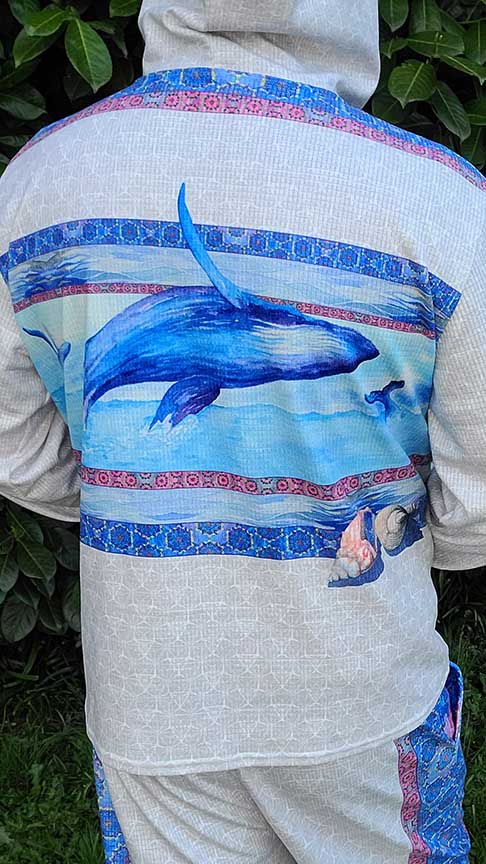 Whales and Dolphins Plush Hoodie Tracksuit Top