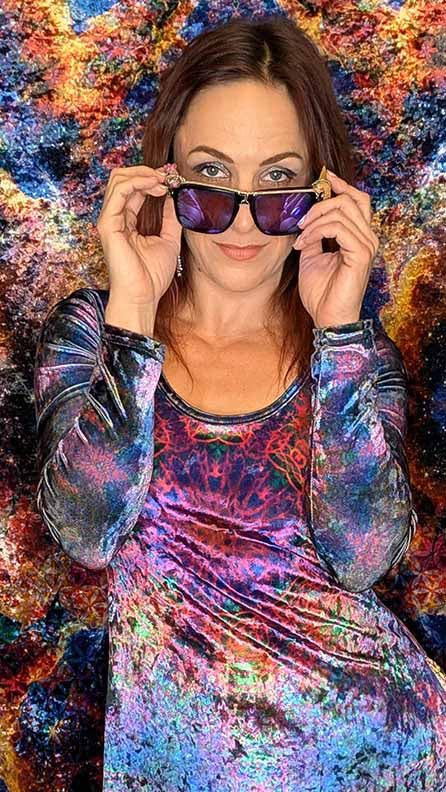 Cosmic Star Rays Crushed Velvet Maxi Dress