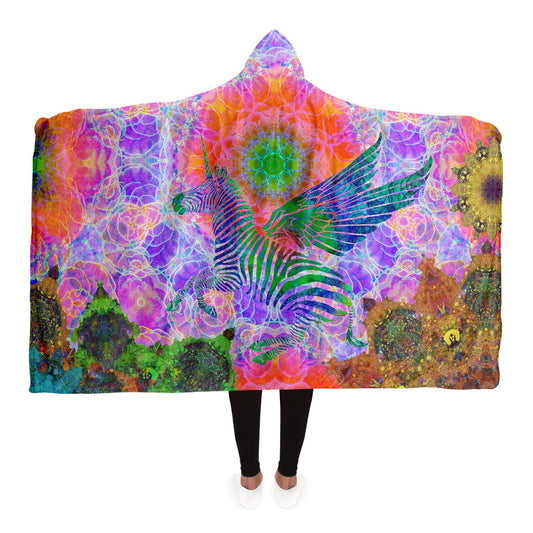 Psychedelic Zebra Garden Hooded Blanket