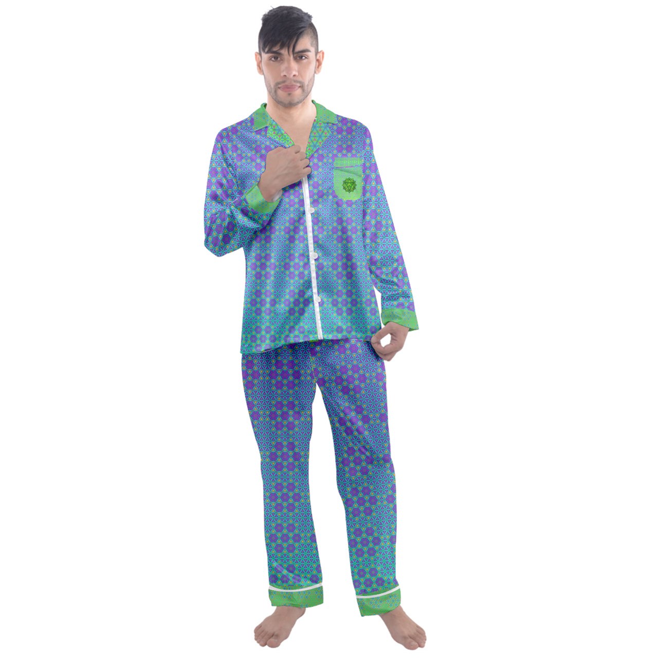 Flower of Life Men's Satin Pajamas