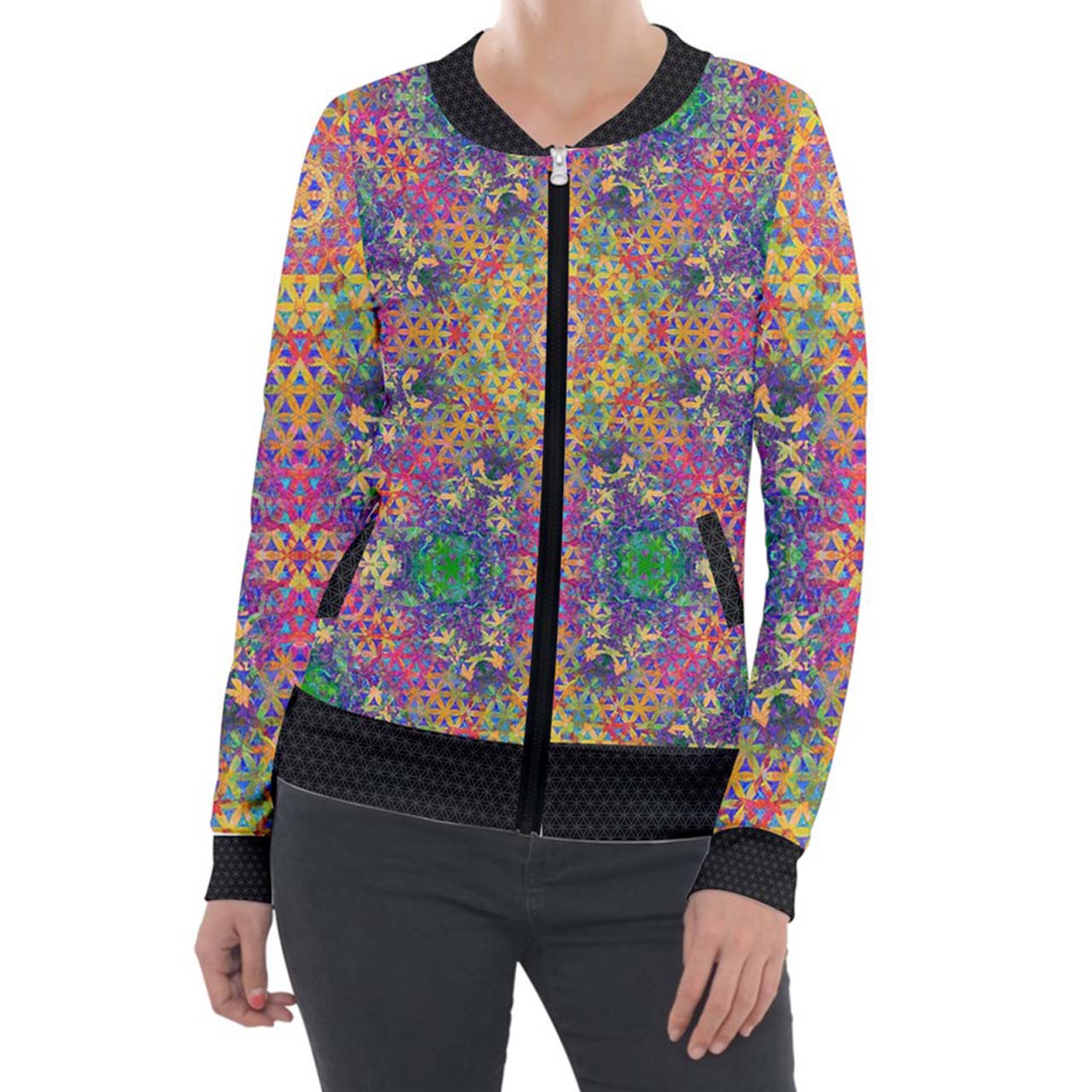 Flower of Life Rainbow Velvet Jacket