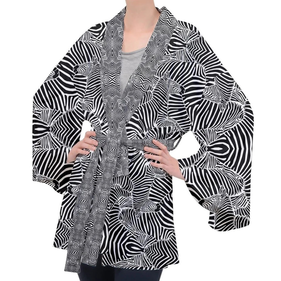 Zebra Velvet Kimono Robe