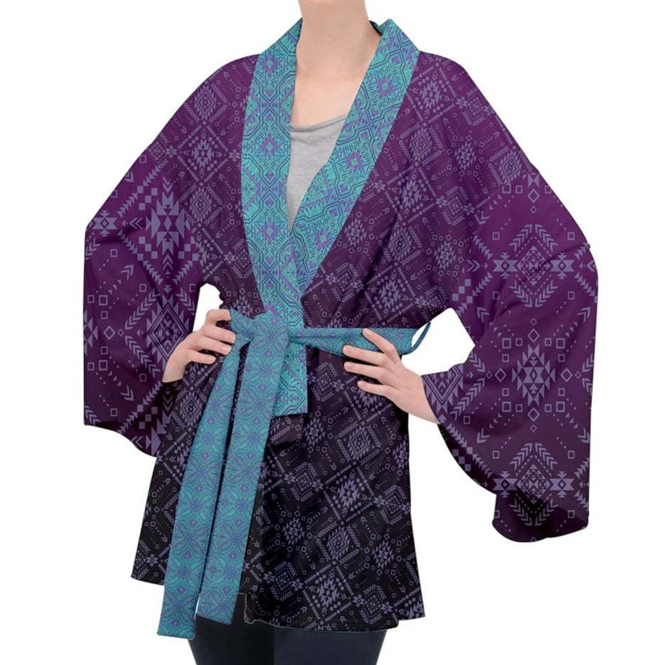Aztek Owl Velvet Kimono Robe