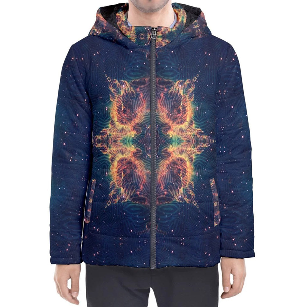 Chakra Nebula Hooded Puffer Jacket
