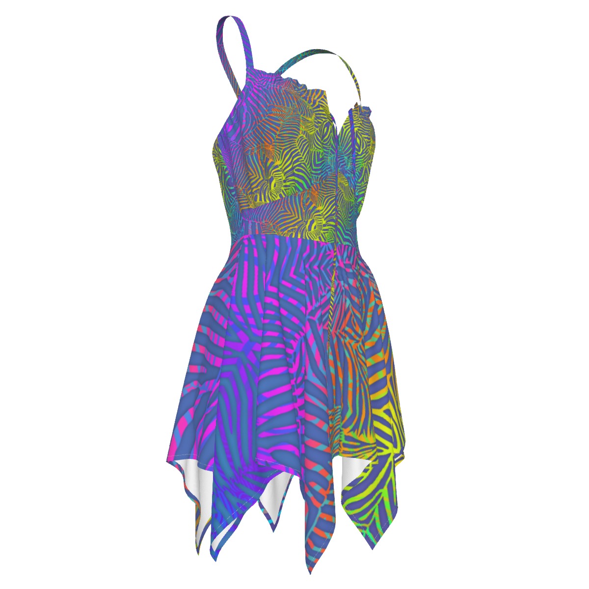 Neon Zebra Fairy 6 point Dress