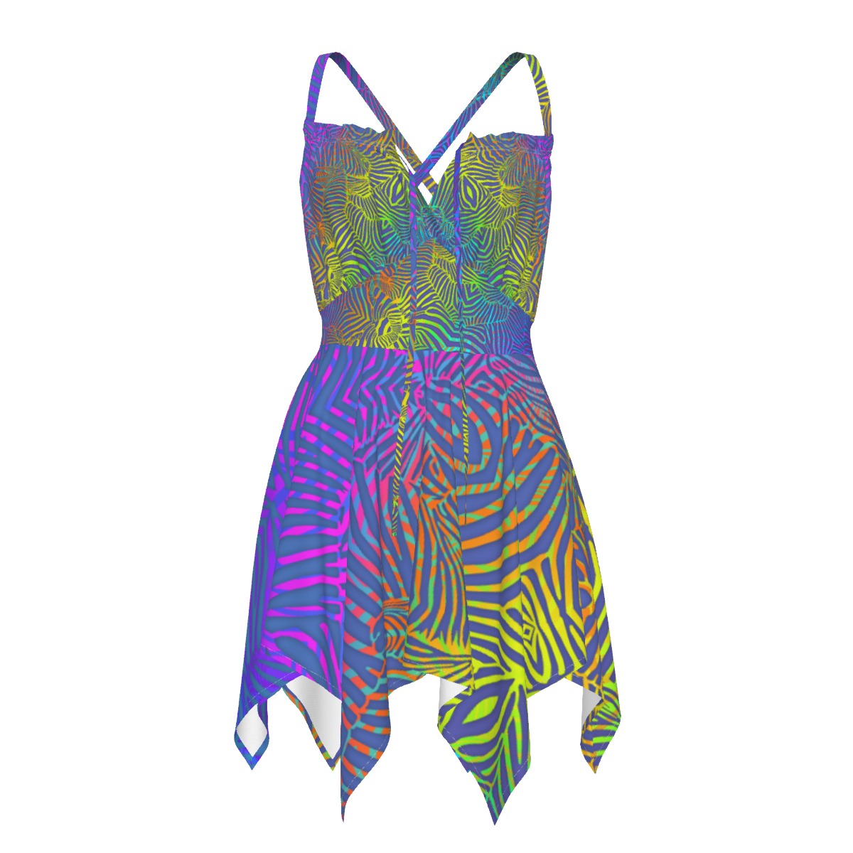 Neon Zebra 6 point Dress