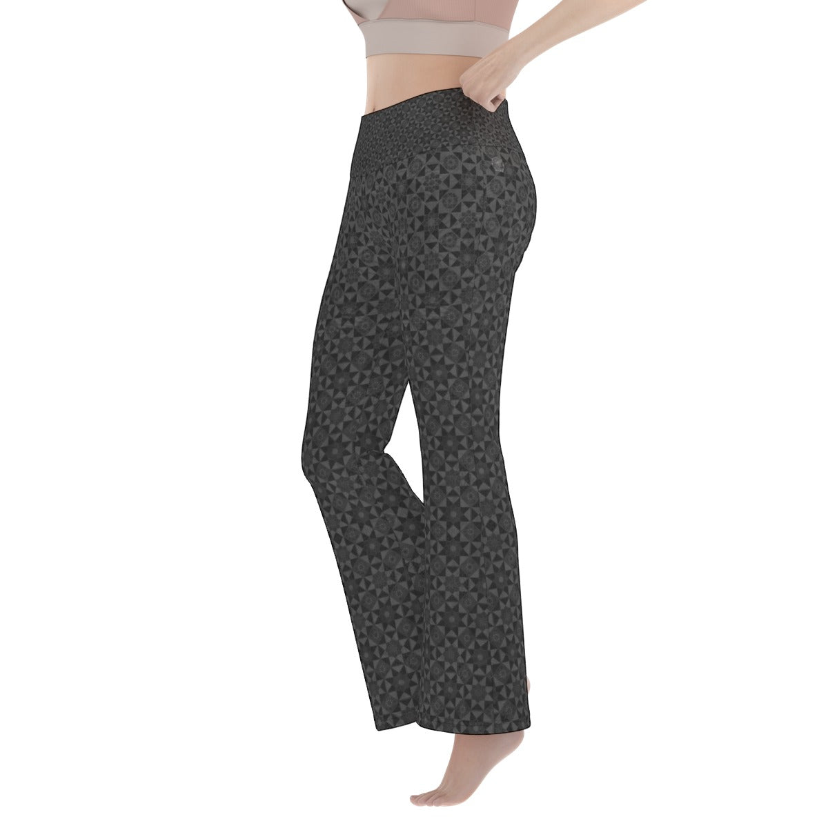 Black Tesseract Flare Yoga Pants