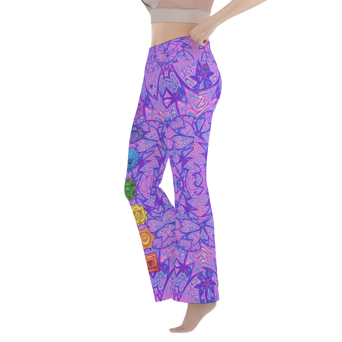 Purple Heart Chakras Flare Yoga Pants