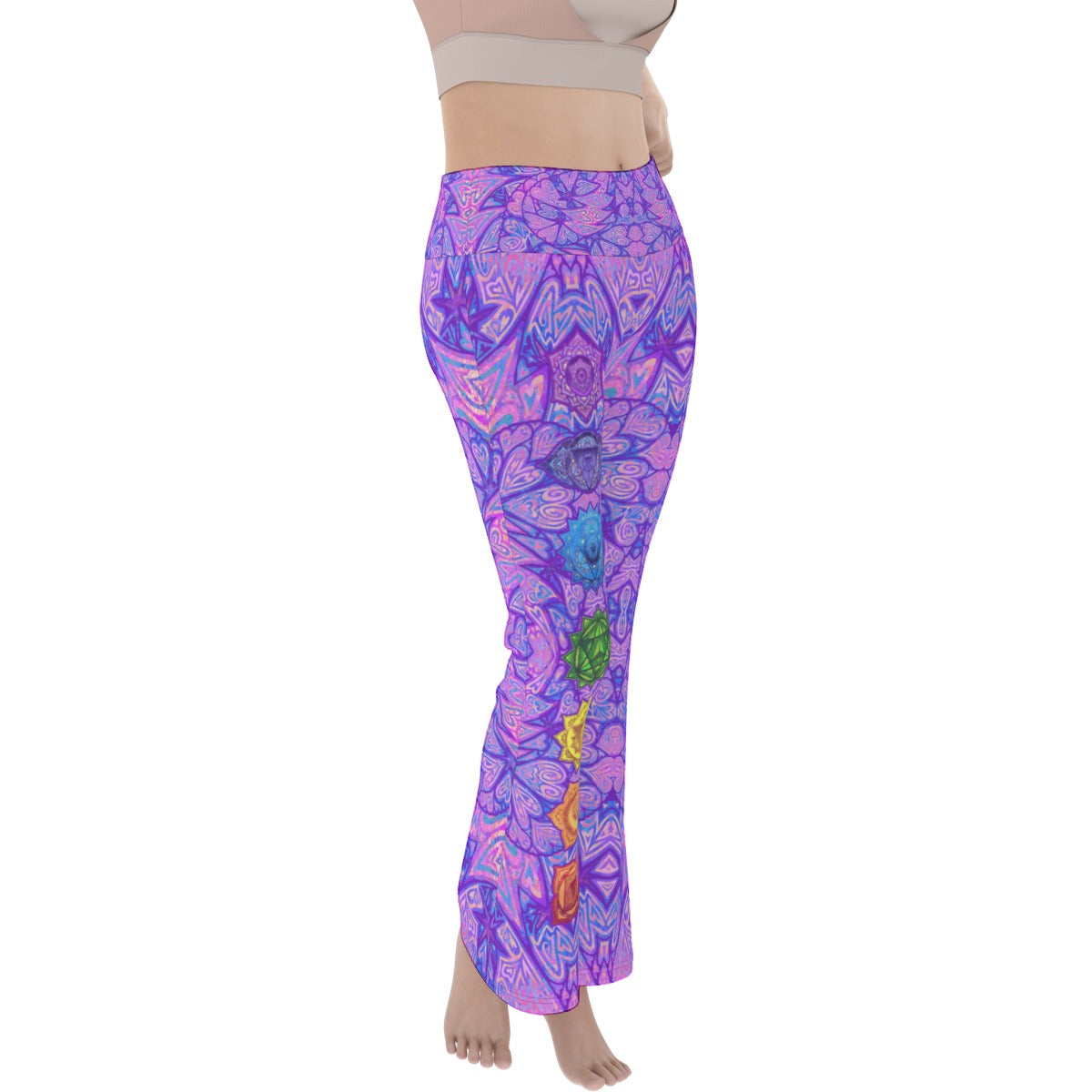 Purple Heart Chakras Flare Yoga Pants