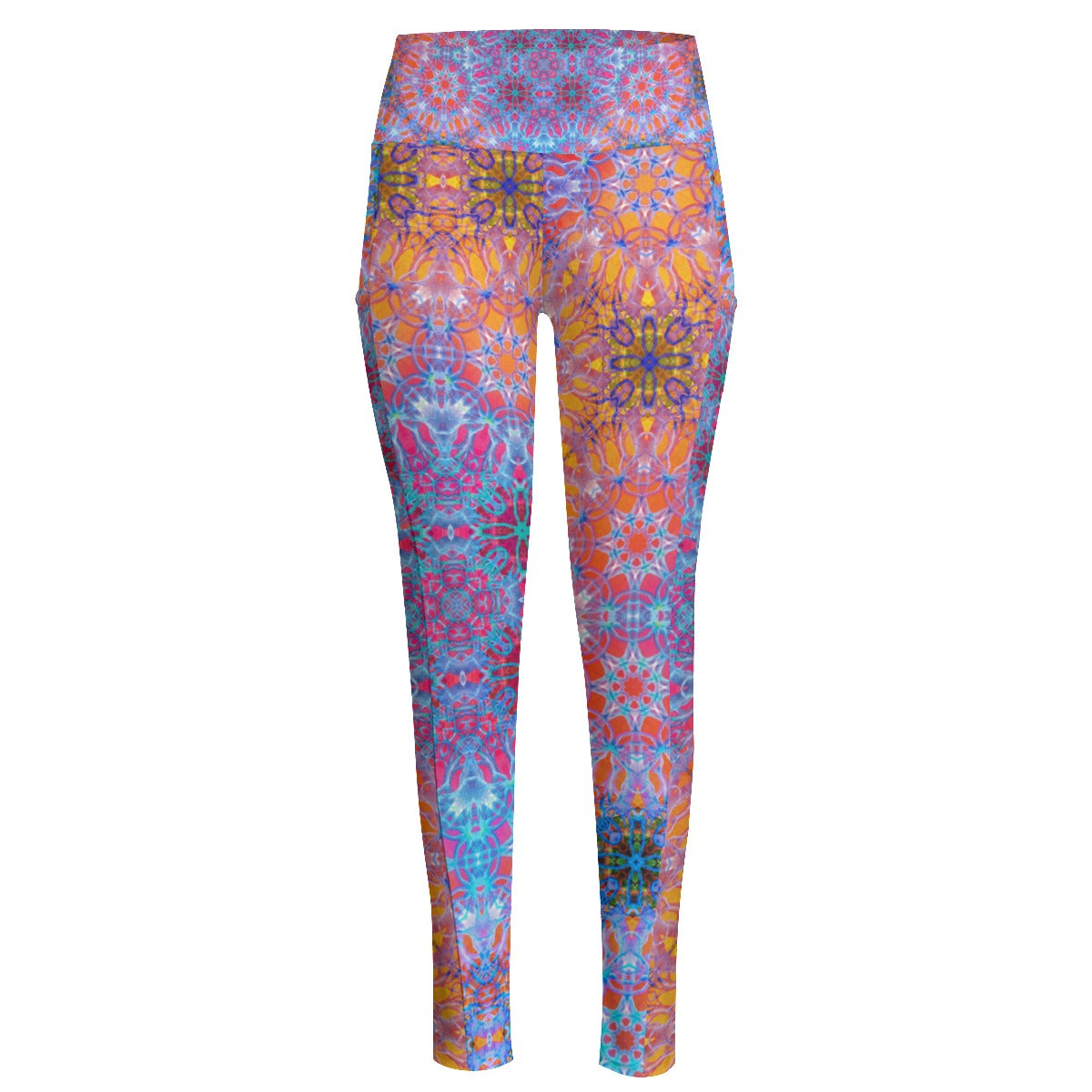 Psychedelic Warrior High Waist Leggings With Side Pockets
