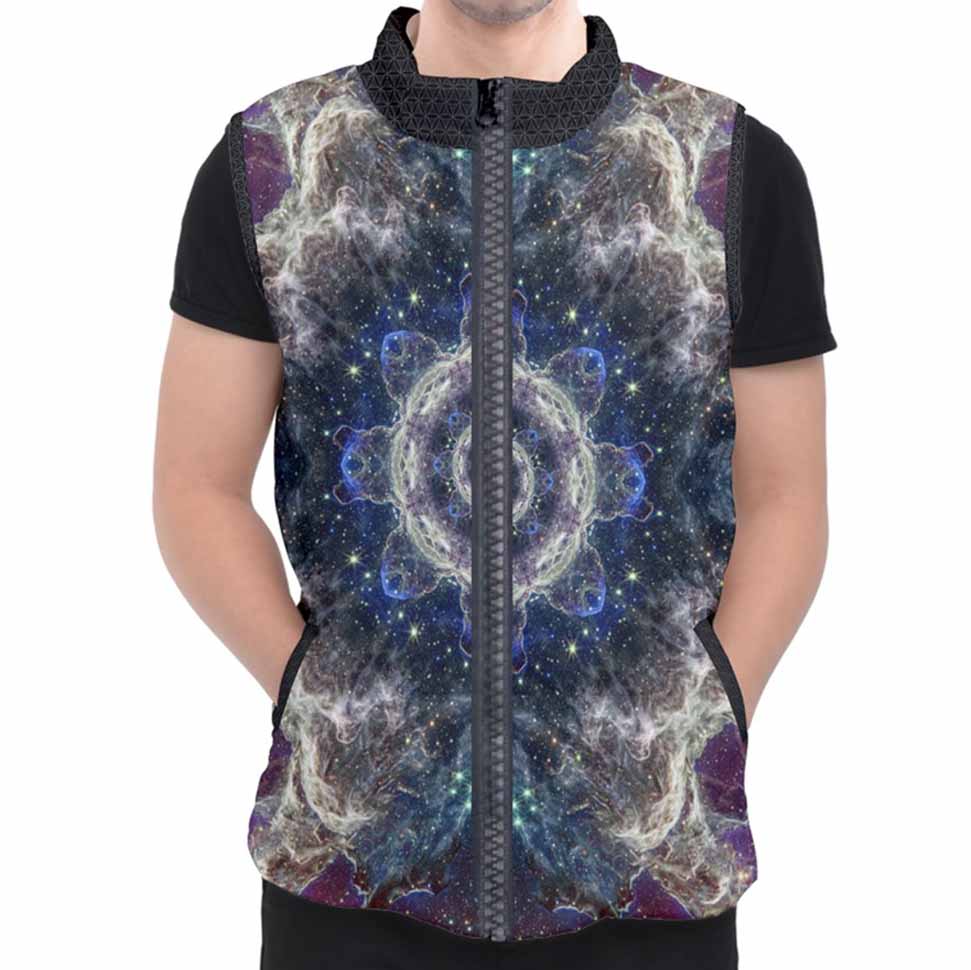 Blue Nebula Mandala Men's Puffer Vest