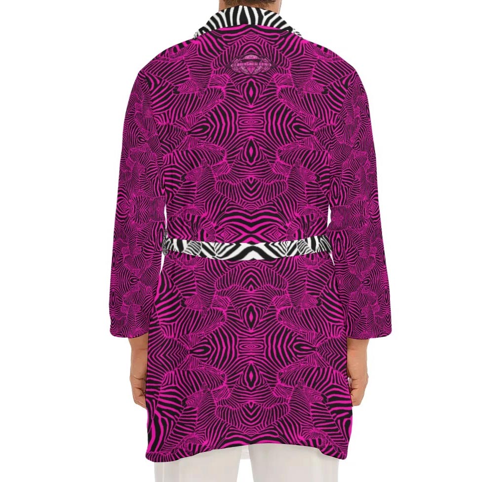 Pink Zebra Plush Fleece Robe