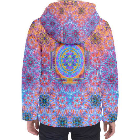 Psychedelic Sri Yantra Hooded Puffer Jacket