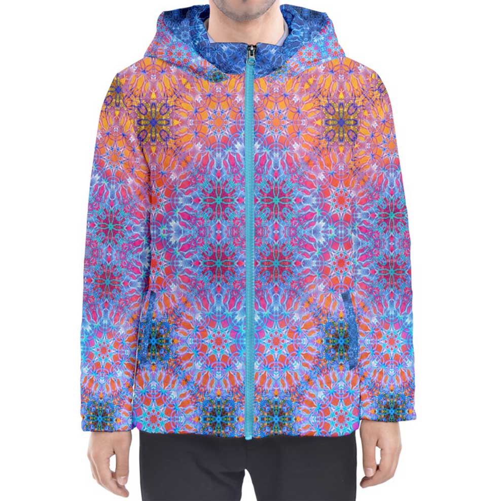 Psychedelic Sri Yantra Hooded Puffer Jacket
