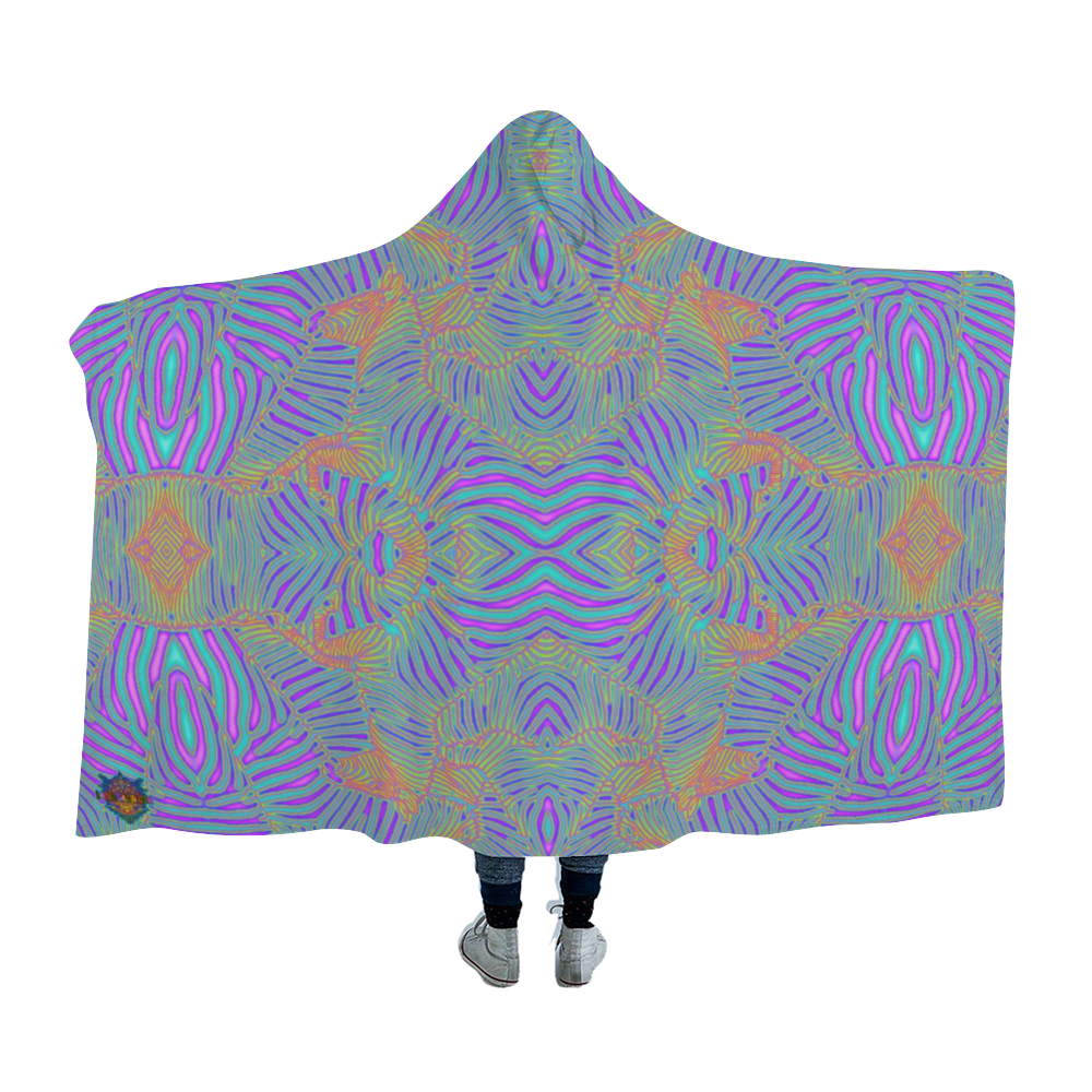 Tie-Die Zebra Hooded Blanket Cloak