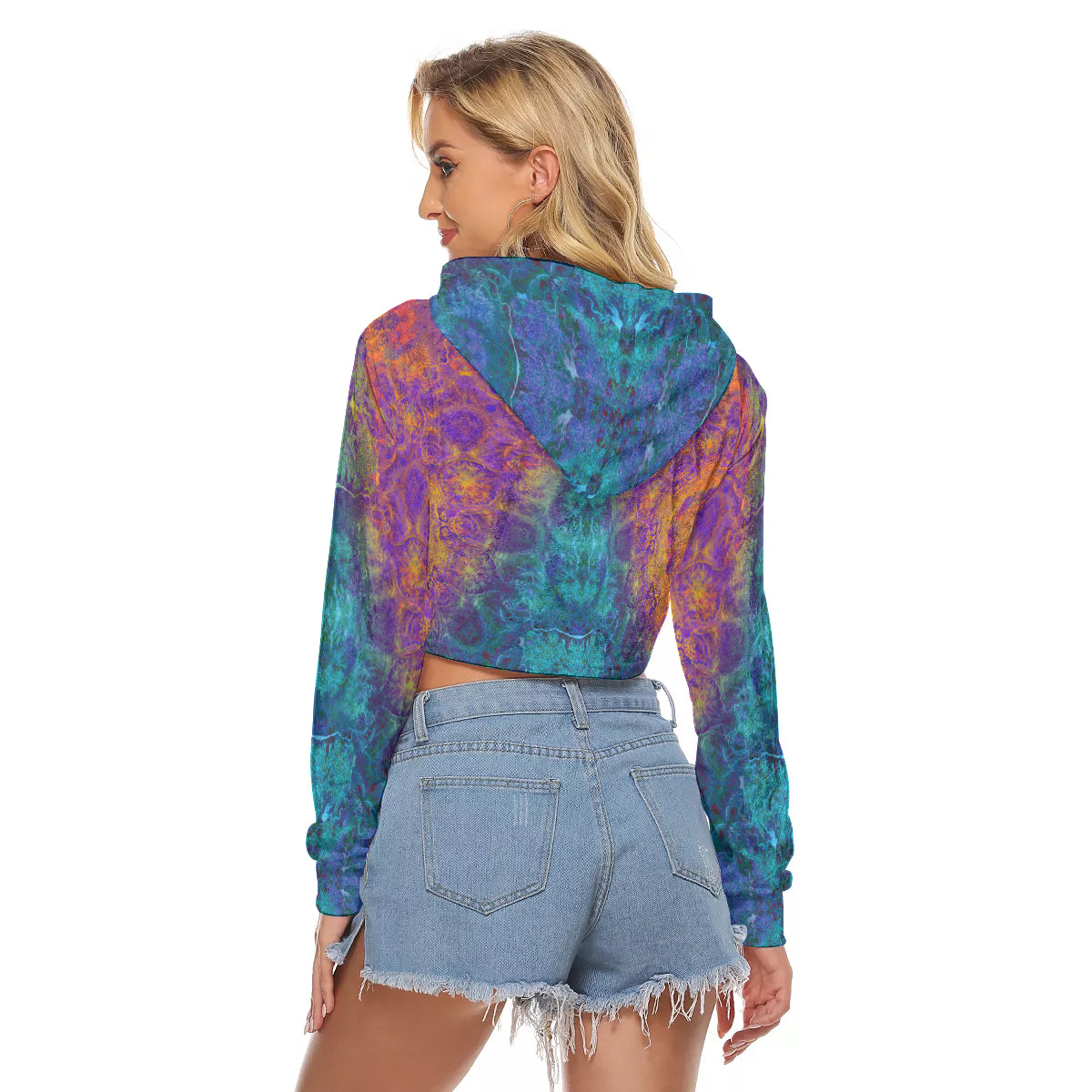 Platonic Solids Crushed Velvet Crop Top Hoodie