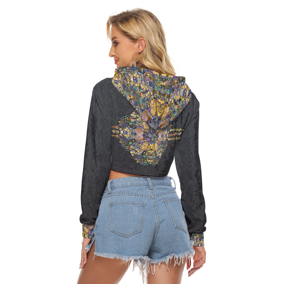 Diatom Crushed Velvet Crop Top Hoodie