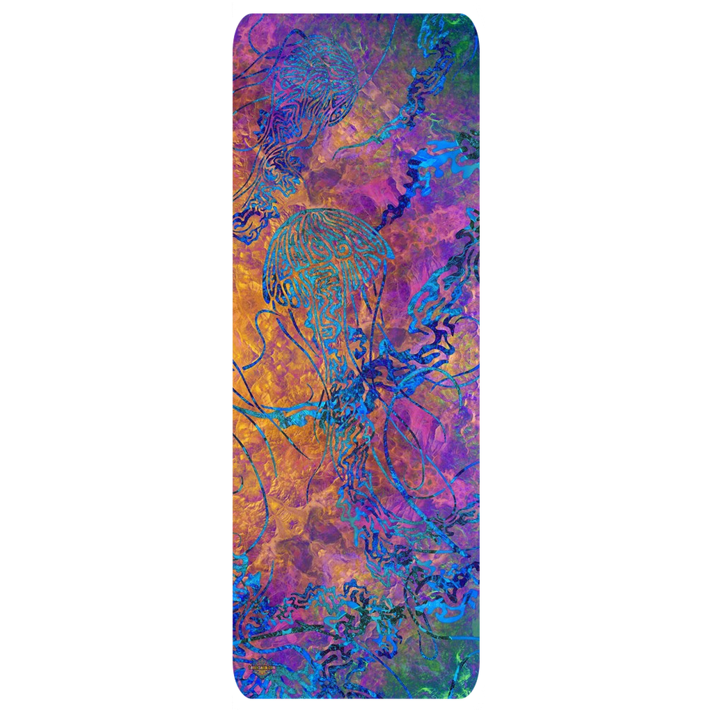 Psychedelic Jellyfish Natural Tree Rubber Yoga Mat