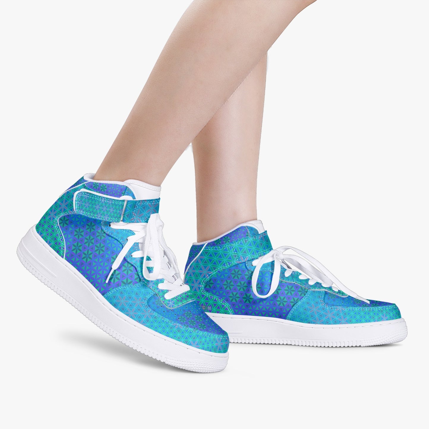 Aquamarine Flower of Life High-Top Sneakers