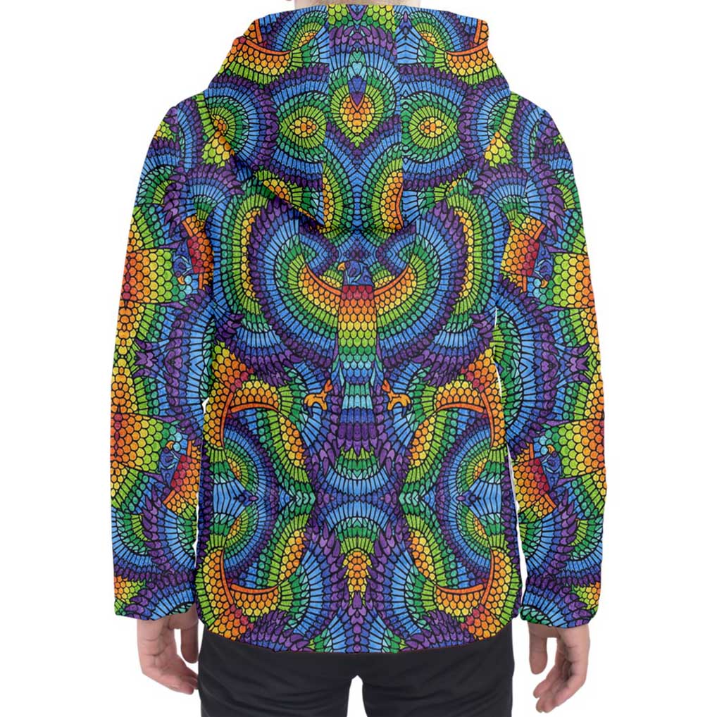 Rainbow Eagle of Horus Hooded Puffer Jacket