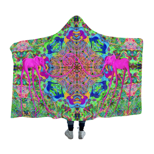 Pink Elephants Hooded Blanket Cloak