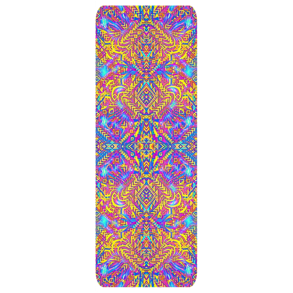 Psychedelic Aztec Natural Tree Rubber Yoga Mat