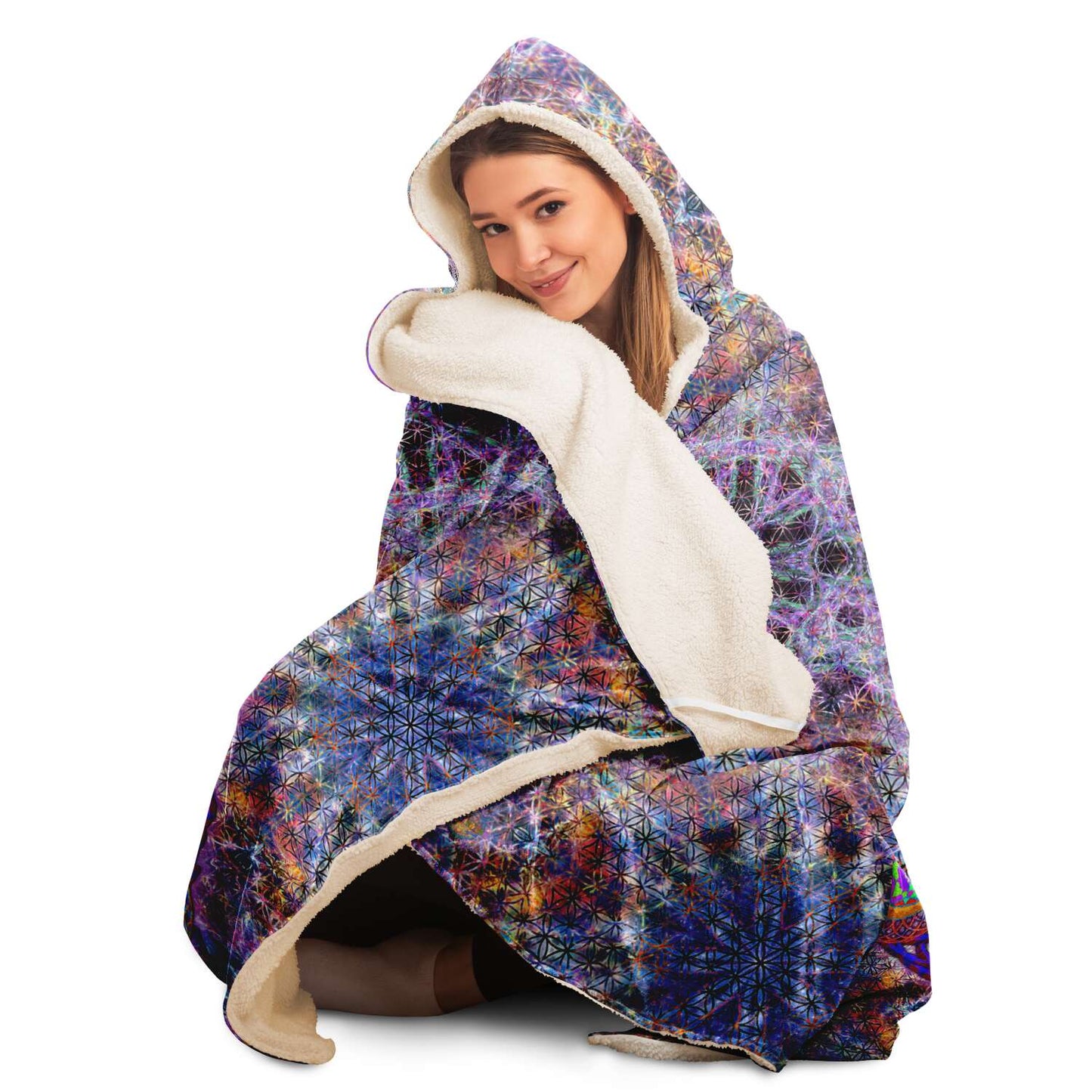 Metatrons Cube Hooded Blanket