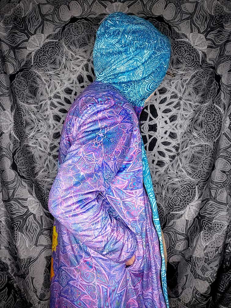 Purple Heart Chakra Festival Zip Up Cloak