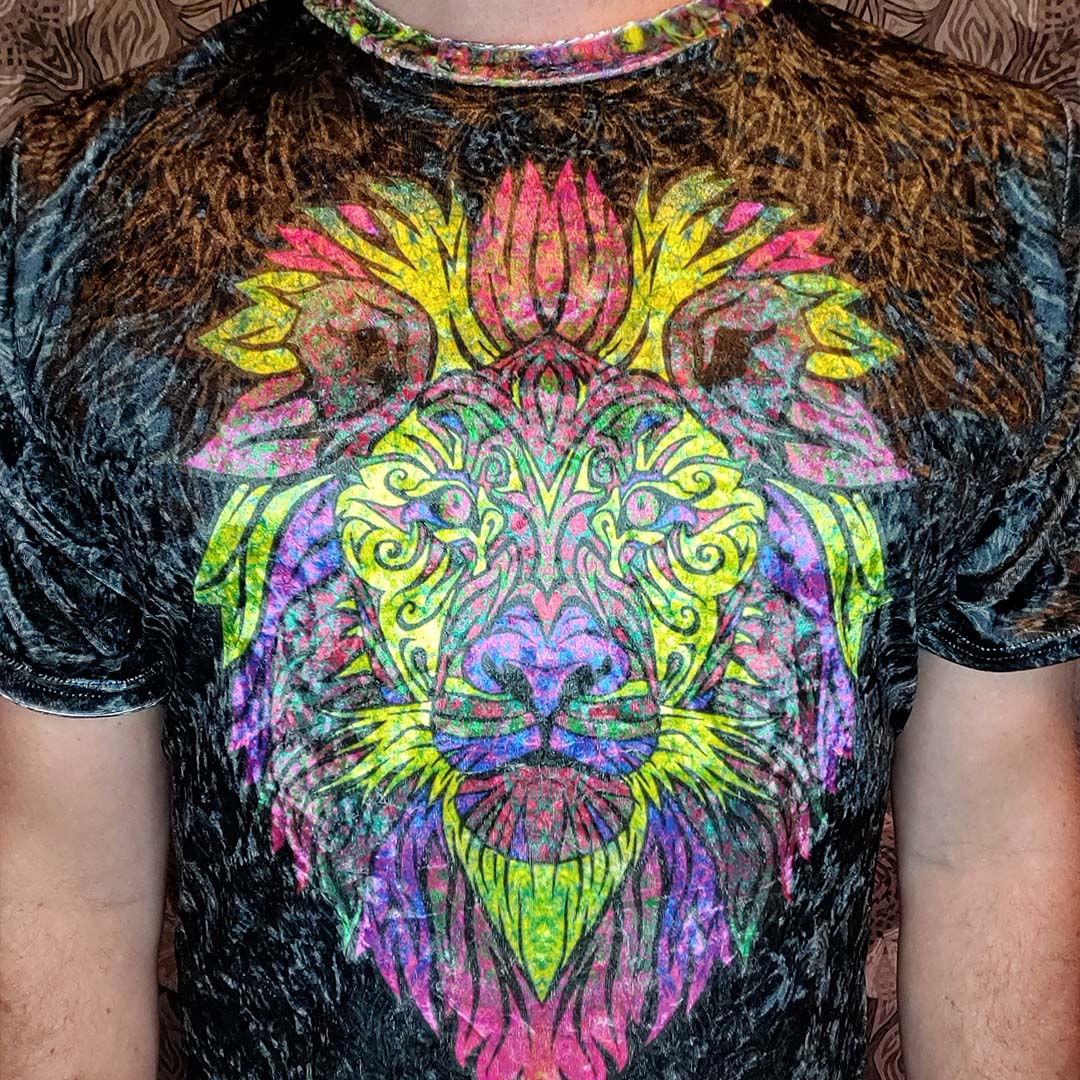 Tribal Lion Crushed Velvet T-Shirt