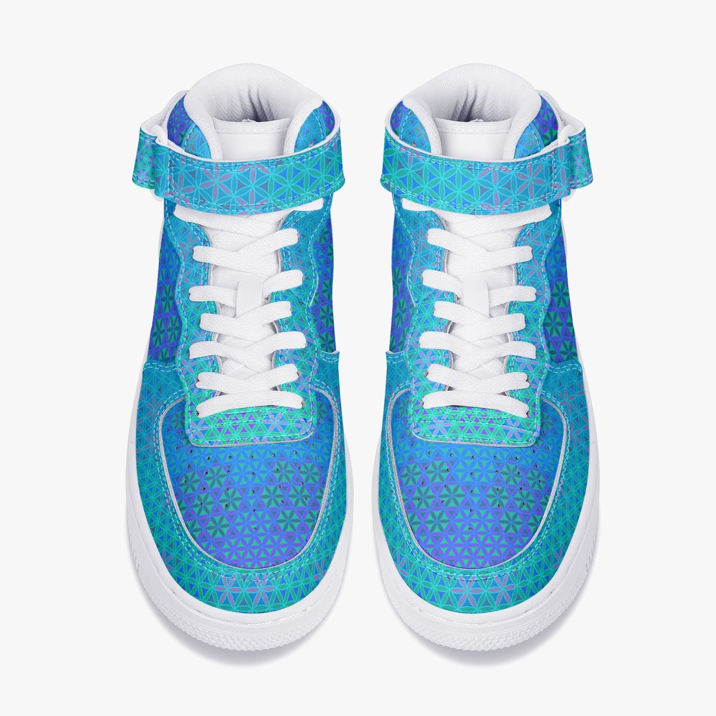 Aquamarine Flower of Life High-Top Sneakers