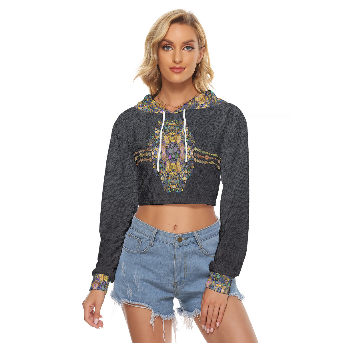 Diatom Crushed Velvet Crop Top Hoodie