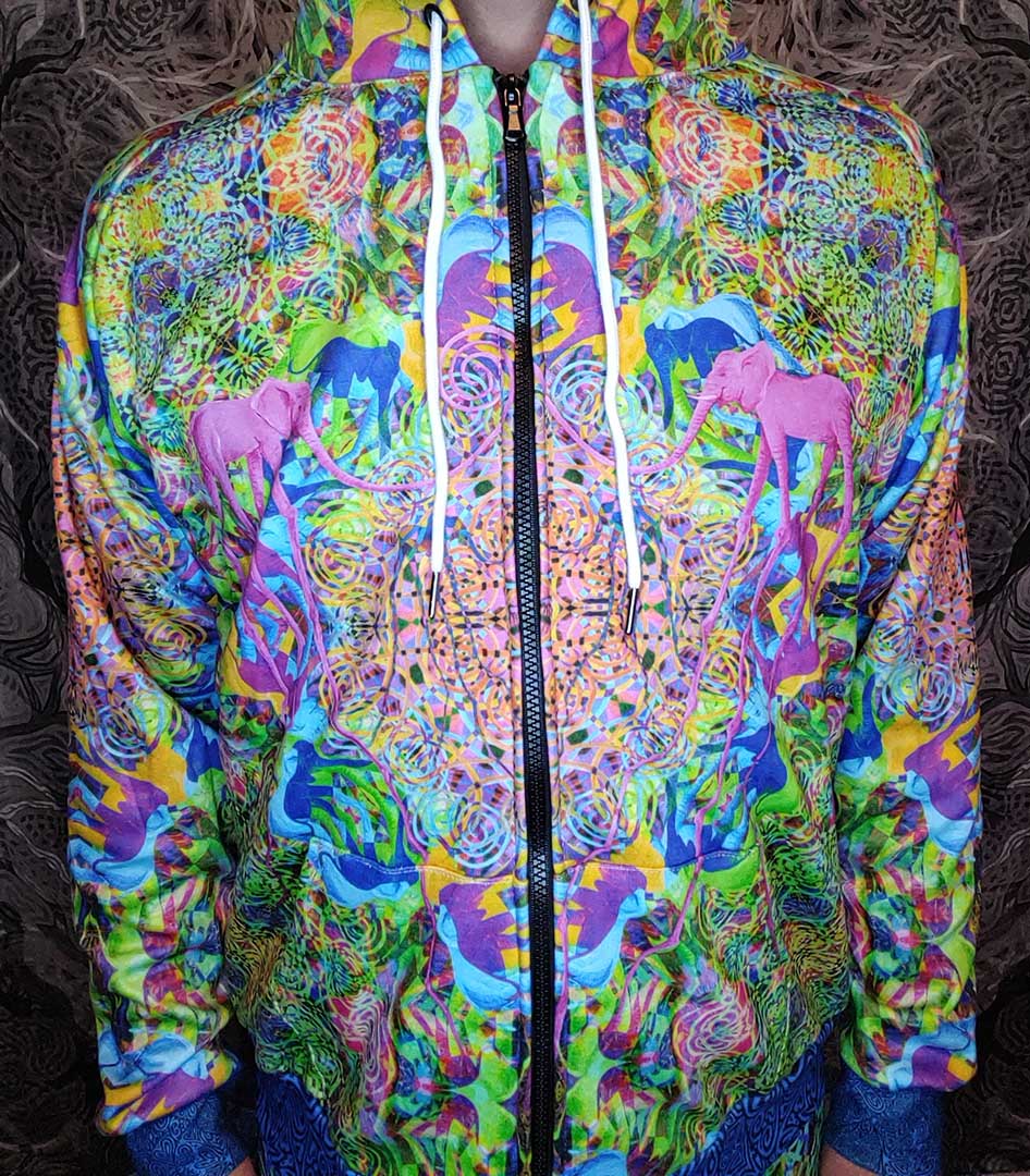 Elephant Mandala Dali Zip Up Hoodie