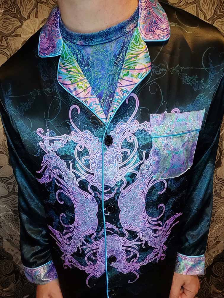 Psychedelic Jellyfish Satin Lounge Suit