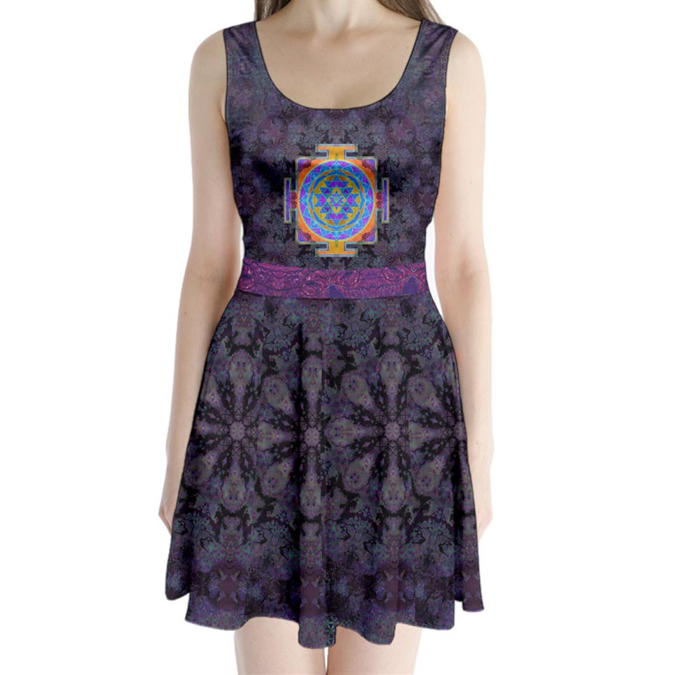 Sri Yantra Split Back Mini Dress