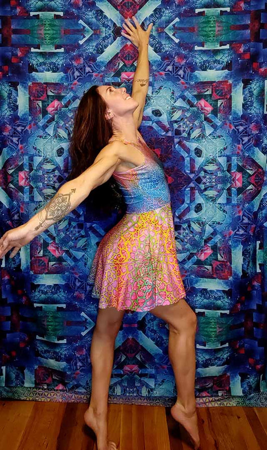 Rainbow Giraffe Sleeveless Dress