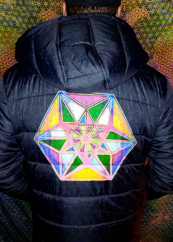 Vector Equilibrium Black Hooded Puffer Jacket