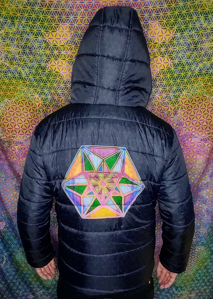 Vector Equilibrium Black Hooded Puffer Jacket