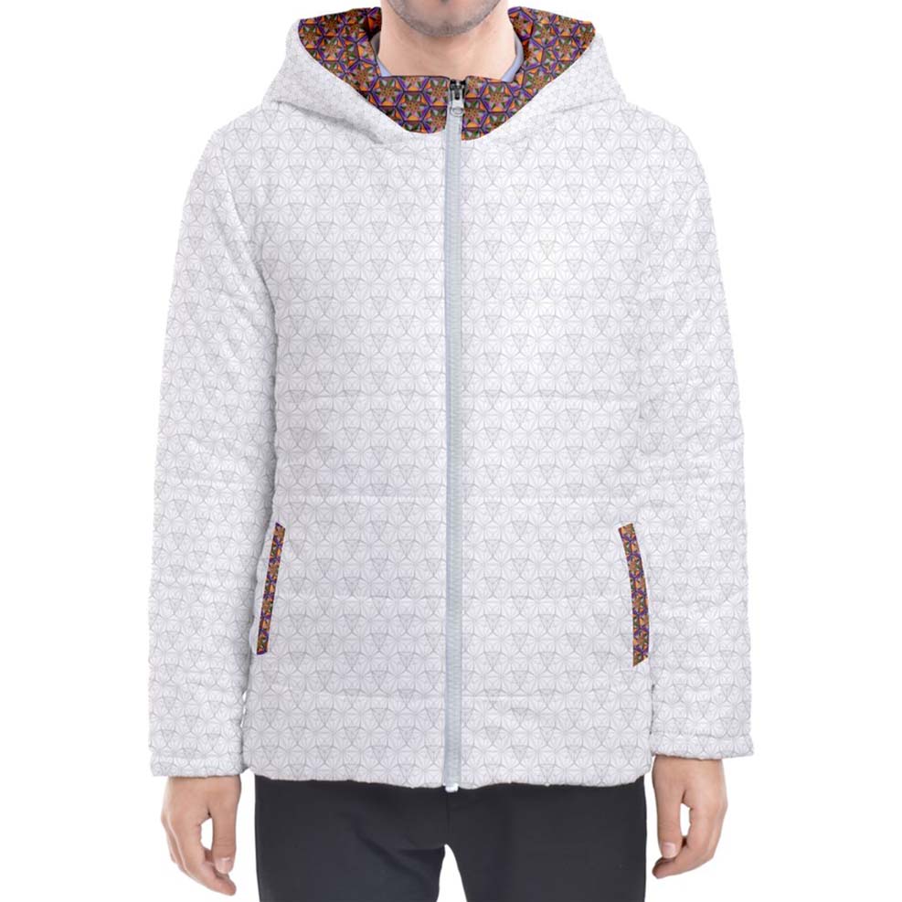 Blanco Vector Equilibrium Hooded Puffer Jacket – Art and Apparel